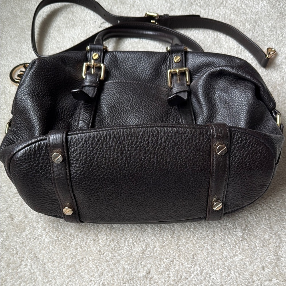 Michael Kors Brown Leather Satchel with Gold Hardware - Picture 4 of 5